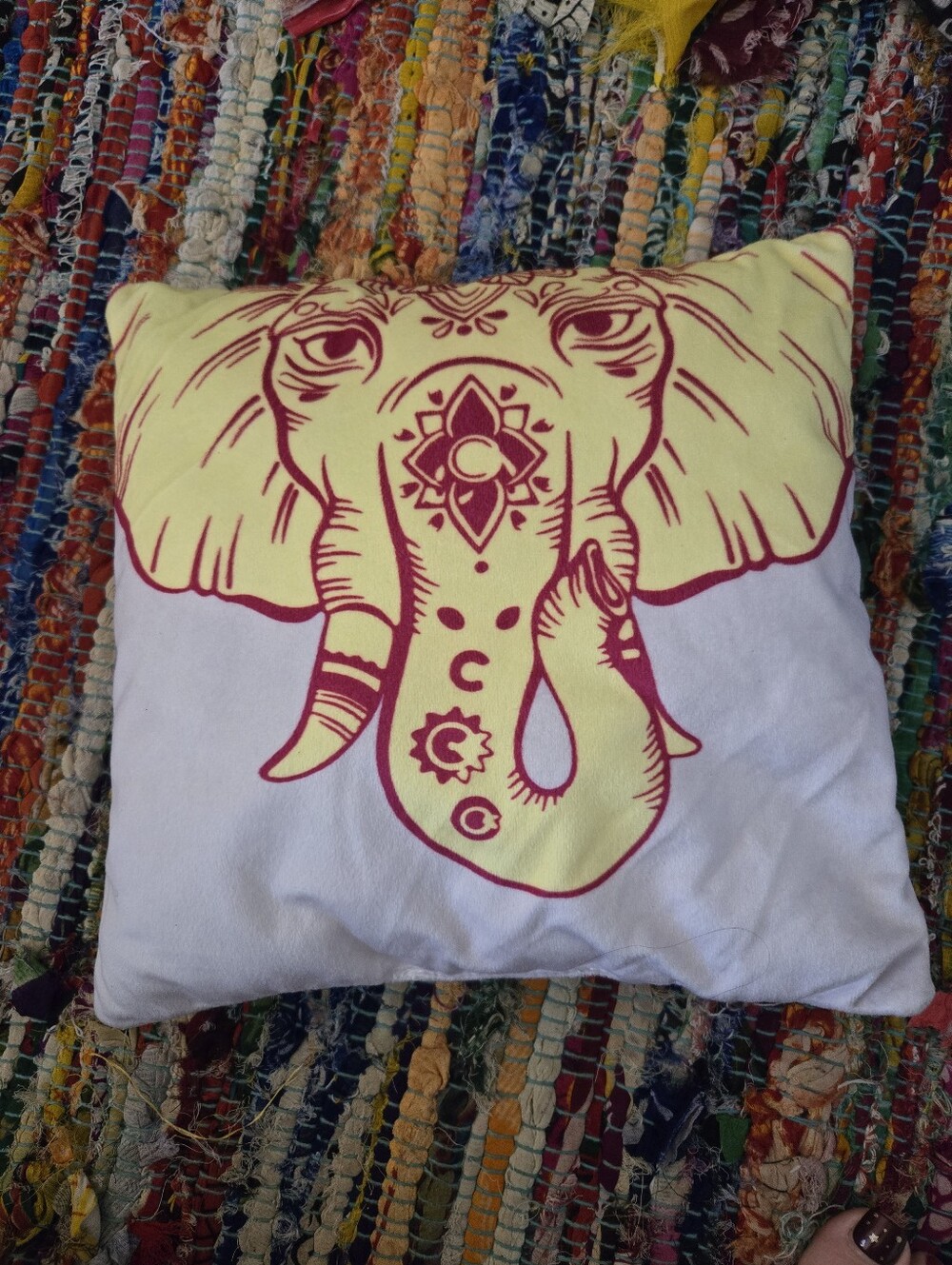 4/$15 8x8 Boho Elephant Accent Pillow • Maximalist Eclectic Hippie Indie Boho